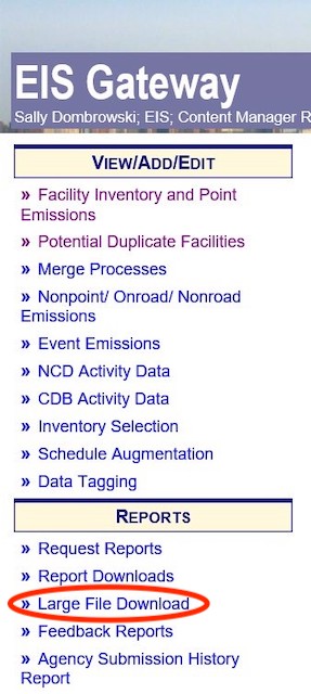 Location for the Large File Download link.